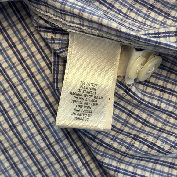 Bonobos Button Down Shirt Long Sleeve Men Size 18 33 Plaid Checker Blue Standard - Picture 8 of 9